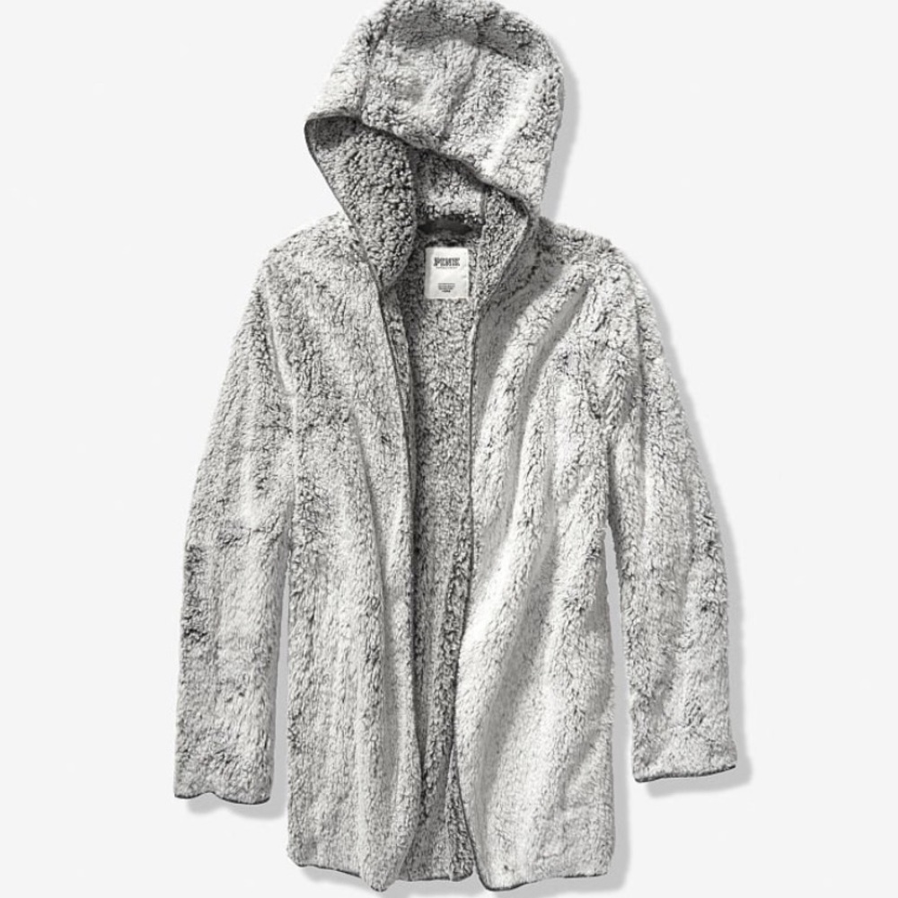 VS Pink Sherpa Hooded Cardigan